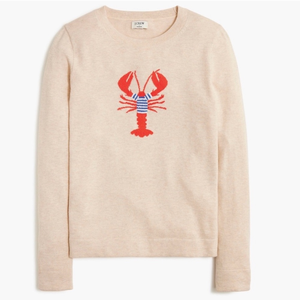J. Crew Beige Sweater with Red Lobster Design